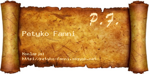 Petyko Fanni névjegykártya